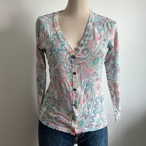 Jessica -  Vintage Pastel Paisley Button Down Cardigan